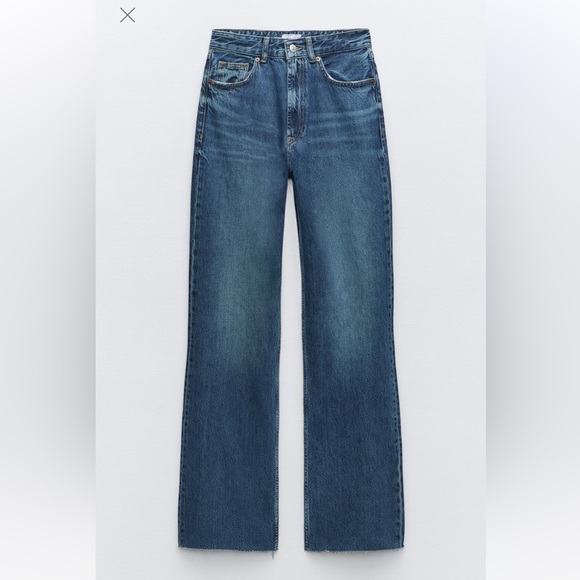 Zara Denim - Zara Raw Hemmed Wide Leg Jeans